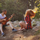 guy, guitar, girl, women, song, hairs, outdoors wallpaper