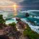 indonesia, bali, island, ocean, sunset, clouds, beach wallpaper