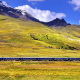 train, mountains, nature, railway, rails, alps wallpaper