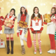 k-pop, t-ara, hyomin, christmas, new year, skirt, stockings, women, music, brunette wallpaper