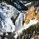 lower falls, yellowstone national park, mountains, waterfall, winter, nature wallpaper