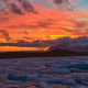 jokulsarlon glacial lagoon, iceland, sunset, nature, water, ice, mountains wallpaper
