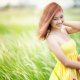 women, asian, summer, mood, field, grass, yellow dress, smiling wallpaper