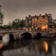 amsterdam, canal, netherlands, city, evening, buildings wallpaper