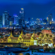 grand palace, bangkok, thailand, night, skyscrapers, panorama, city wallpaper