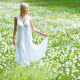field, women, outdoors, dress, flowers, grass, field, dandelion wallpaper