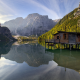 nature, landscape, photography, lake, mountains, water, cabin, reflection, Italy wallpaper