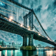 manhattan, manhattan bridge, bridge, architecture, usa, new york, night, city wallpaper