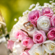 wedding bouquet, flowers, roses, pink, wedding, bouquet, wedding rings wallpaper