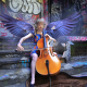 girl, cello, wings, women, music wallpaper