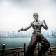 bruce lee, statue, hong kong, avenue of stars, fist of fury, fog, city wallpaper