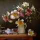 flowers, raspberry, bouquet of summer, glass of tea wallpaper