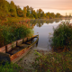 lake, reeds, wood, autumn, old boat, nature wallpaper