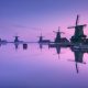 zaanse schans, holland, natherlands, morning, water, fog, windmill, mill wallpaper