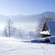 winter, snow, mountains, house, nature, scenery wallpaper