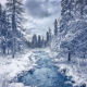 forest, river, canada, quebec, tree, snow wallpaper