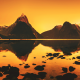 photography, digital art, mountain, lake, sunset wallpaper