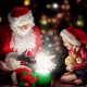 christmas, new year, gifts, girl, teddy bear, santa claus, holidays wallpaper