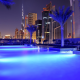 city, dubai, evening, uae, pool, palm tree, burj khalifa wallpaper