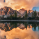 lake limides, italy, dolomites, reflection, autumn, sunset, nature wallpaper