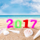2017, new year, candles, seashells, sand, beach, sea, shells wallpaper