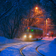tatra t3, city, evening, tram, snow, winter wallpaper