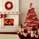 fireplace, christmas tree, new year, graphics, christmas wallpaper
