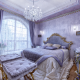 interior, bedroom, bed, window, chandelier, curtains wallpaper