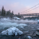 bridge, river, winter, snow, ice, nature, beautiful, suspension bridge wallpaper