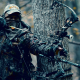 compound bow, crossbow, man, forest, tree wallpaper