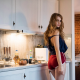 anastasia scheglova, kitchen, women, models, shorts wallpaper
