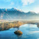 slovenia, lake bled, mountains, lake, haze, island, church, nature wallpaper