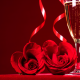 holidays, flowers, red rose, glasses, champagne, petals wallpaper