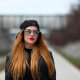 women, model, outdoors, baseball cap, sunglasses, jacket, red lipstick wallpaper