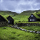 faroe islands, small houses, green grass, clouds, overcast, grass wallpaper