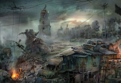 war, apocalyptic, ruin, Ukraine, Kiev, statues wallpaper
