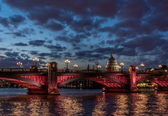 bridge, london, england, united kingdom, clouds, night, river wallpaper