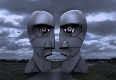 Pink Floyd, artwork, the division bell, sculptures, face, metal wallpaper