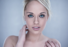 women, blonde, face, portrait, blue eyes wallpaper