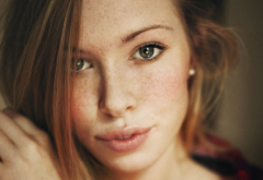 freckles, women, face, hairs wallpaper