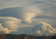 lenticular clouds, nature, mountains, snow, clouds, sky wallpaper
