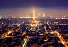 Eiffel Tower, Paris, night, tilt shift, France, city wallpaper