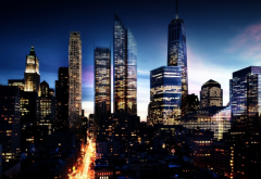 city, skyscrapers, night, new york, usa wallpaper