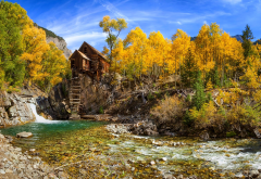 Colorado, autumn, nature, mill, river, forest, tree wallpaper