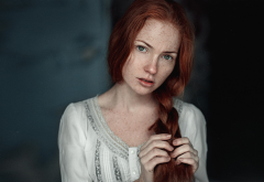women, redhead, freckles, green eyes wallpaper