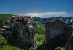 meteora, greece, monastery, cliff, nature, middle of the sky,  wallpaper
