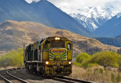 train, freight train, New Zealand, railway, mountains, nature wallpaper