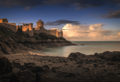 Fort-la-Latte, Castle of La Latte, landscapes, coastal, Castle, fort, Britanny, France, clouds wallpaper