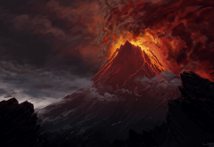 mount doom, volcano, the lord of the rings, artwork, lava wallpaper