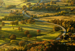 arkansas, landscape, nature, field, tree, road, village, grass wallpaper